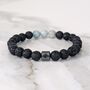 Men's Aquamarine And Lava Bead March Birthstone Bracelet, thumbnail 5 of 11