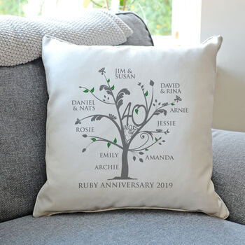 Personalised Ruby Anniversary Family Tree Cushion, 3 of 5