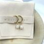 C Shape Hoop Earring With Fresh Water Pearl Drop, thumbnail 1 of 4