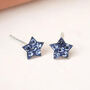 Sterling Silver Twinkling Blue Star Stud Earrings, thumbnail 1 of 9