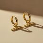T Bar Hoops 18k Gold Plated Earrings, thumbnail 1 of 3