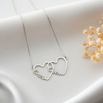 Custom Hearts Necklace With Name In Sterling Silver, 4 of 8