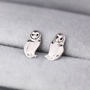 Barn Owl Stud Earrings In Sterling Silver, 2 of 11