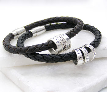 Men's Leather Hoop Bracelet, 6 of 11