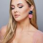 The Holly Blue And Pink Statement Earring, thumbnail 2 of 2
