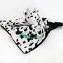Personalised Cow Baby Comforter Black And White, thumbnail 2 of 8