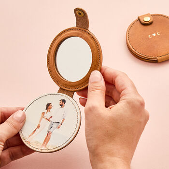 Personalised Leather Compact Mirror With Photo, 2 of 6