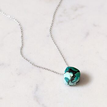 Turquoise Teardrop Birthstone Necklace, Silver, 3 of 6