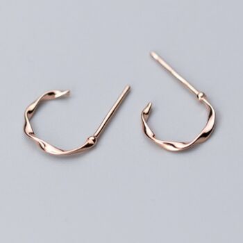 Sterling Silver Twisted Huggie Hoop Stud Earrings, 4 of 5