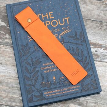 Personalised Orange Leather Bookmark, 2 of 7