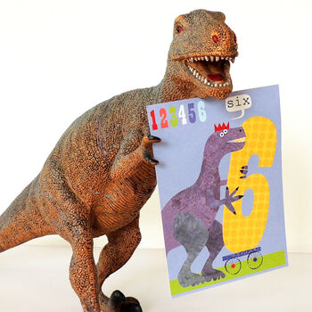 Dinosaur 6th Happy Birthday Card, 4 of 5