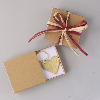 21st Anniversary Gift, Brass Heart Keyring, 5 of 6