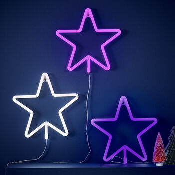 Large Lilac Light Up Christmas Star Neon Light, 3 of 3