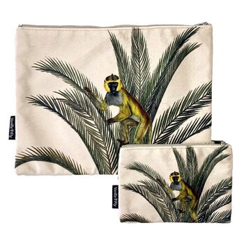 Velvet Make Up Bags Jungle Monkey Palm, 2 of 7