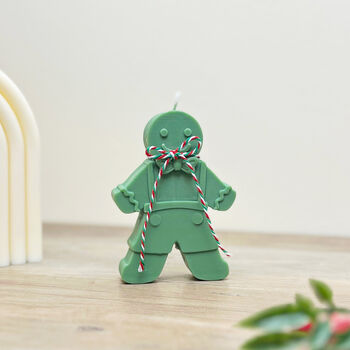 Green Gingerbread Man Christmas Candle Decoration, 8 of 8