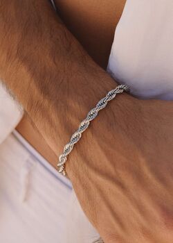 Silver 5mm Rope Chain Bracelet Adjustable Gift, 7 of 7