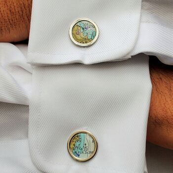 Nautical Chart Map Cufflinks In Paper Boat, 7 of 8