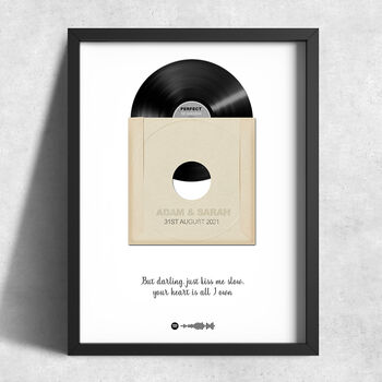 Personalised Vinyl Record Print With Spotify Code, 4 of 6