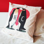 Personalised Penguin Lovers Cotton Cushion Cover, thumbnail 2 of 3