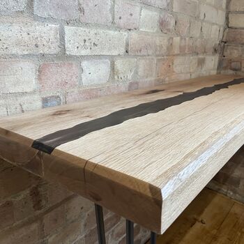 Oak Resin River Console Table With Hairpin Legs, 8 of 12