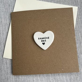 Amazing Dad Porcelain Heart Keepsake Token Valentine's Day Card, 4 of 4