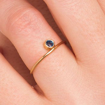 18ct Gold Side Sapphire Ring, 2 of 4
