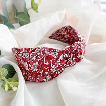 Liberty Red Hyde Floral Print Knot Headband, 3 of 4