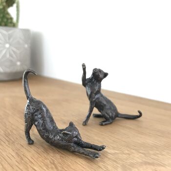 Miniature Bronze Sitting Cat Sculpture 8th Anniversary, 9 of 12