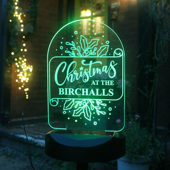 Personalised 'Christmas At The…' Garden Solar Light – Outdoor Christmas Decoration, 3 of 8