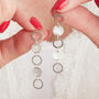 Silver Circle Stud Dangly Earrings, thumbnail 3 of 9