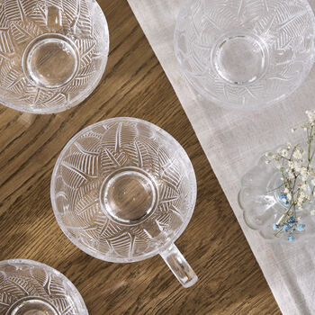 Feuille Embossed Clear Glass Mug, 3 of 3