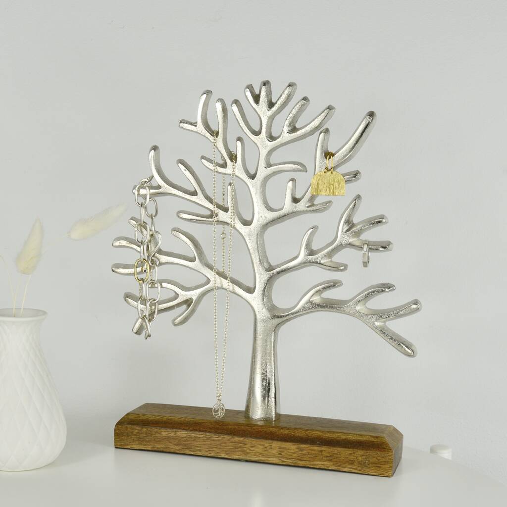 Personalised Silver And Wood Jewellery Tree, 1 of 8