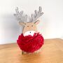 Christmas Reindeer With Pom Pom Scarf, thumbnail 1 of 4