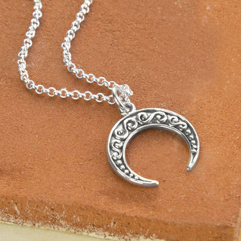 Sterling Silver Ankara Moon Necklace, 3 of 5