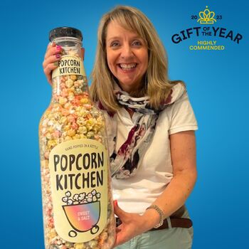 Giant 'Money Box' Gourmet Popcorn Bottle, Sweet And Salt, Rainbow, 2 of 8