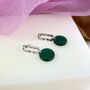 Hammered Silver Green Disc Drop Earrings, thumbnail 1 of 3