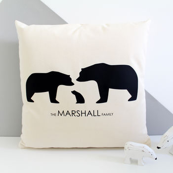 Silhouette Bear Family, Personalised Cushion Cover, 2 of 3