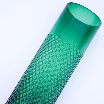 Tall Green Textured Recycled Glass Vase, 4 of 8