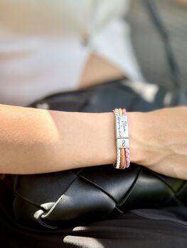 Personalised Pink Memorial Bracelet: Engraved Ashes Keepsake Urn Pendant For Remembrance, 4 of 11