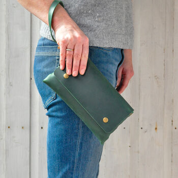 Green Leather Clutch Bag, 4 of 6