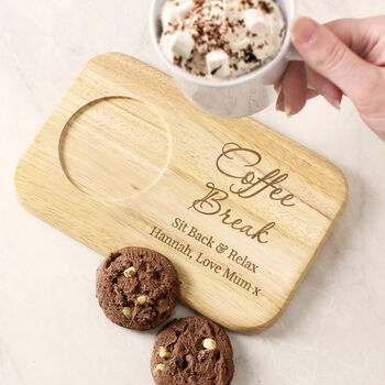Personalised Wooden Tea And Biscuit Board Coaster Tray, 10 of 11