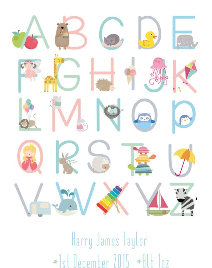 personalised alphabet print by littleprints notonthehighstreetcom