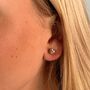 Darcy Nine Carat Gold Slender Heart Earrings, thumbnail 2 of 3