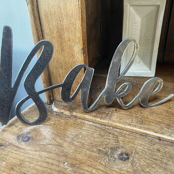 'Cook' Metal Word Sign Wall Art Decoration, 5 of 8
