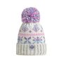 Kids Pastel Ice Crystal Nordic Knit Reflective Super Bobble Hat, thumbnail 2 of 4