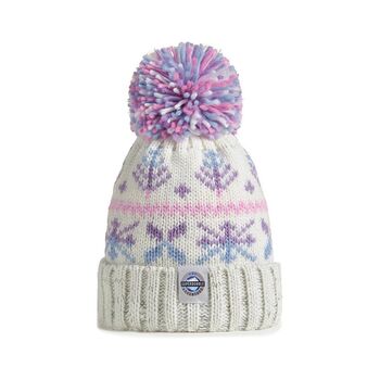 Kids Pastel Ice Crystal Nordic Knit Reflective Super Bobble Hat, 2 of 4