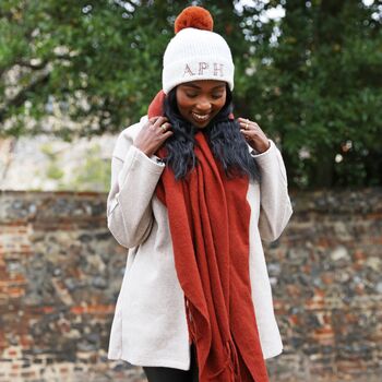 Lambswool Scarf In Terracotta, 3 of 6