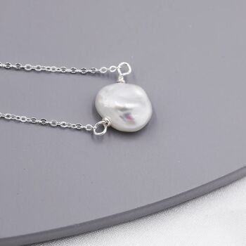 Irregular Shape Keshi Pearl Necklace Sterling Silver, 6 of 11