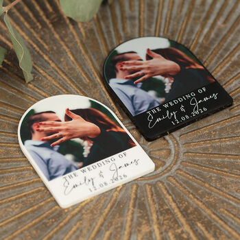 Modern Acrylic Photo Wedding Invitation Magnet, 5 of 5