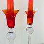 Pair Of Vintage Tall Glass Candlesticks ~ 21, thumbnail 6 of 6